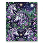 Mystical Purple Unicorn Celestial Floret Garden Rug