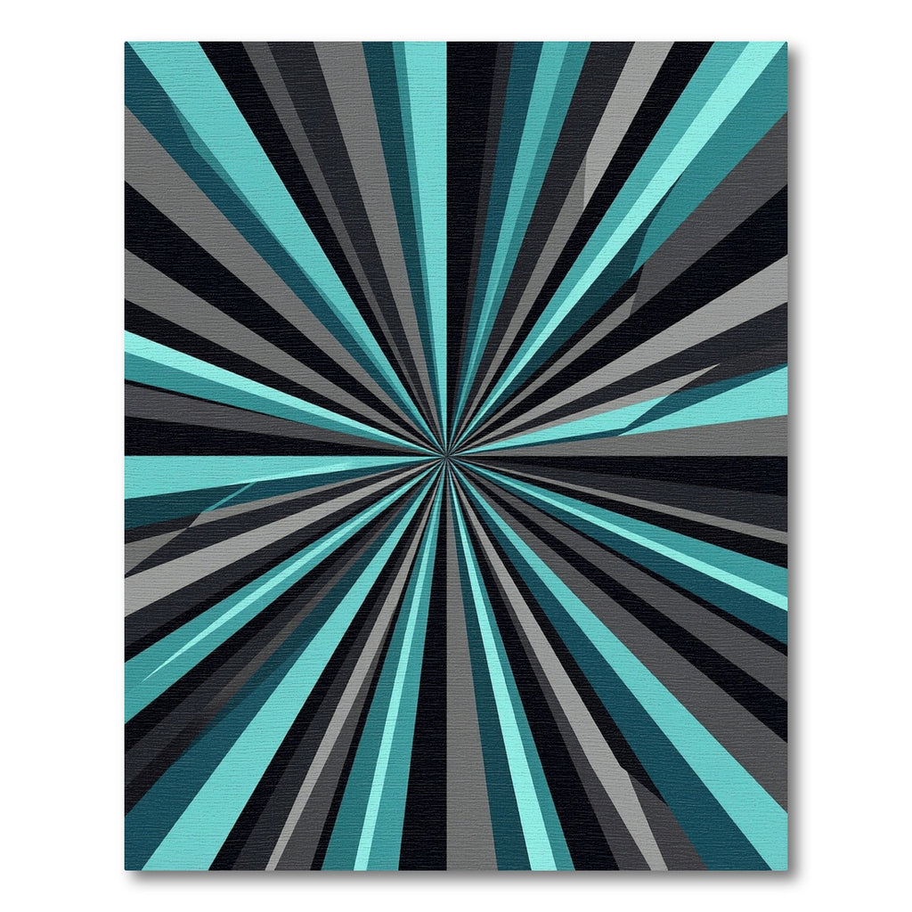 Modern Teal Black Gray Radiating Ray Rug