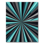 Modern Teal Black Gray Radiating Ray Rug