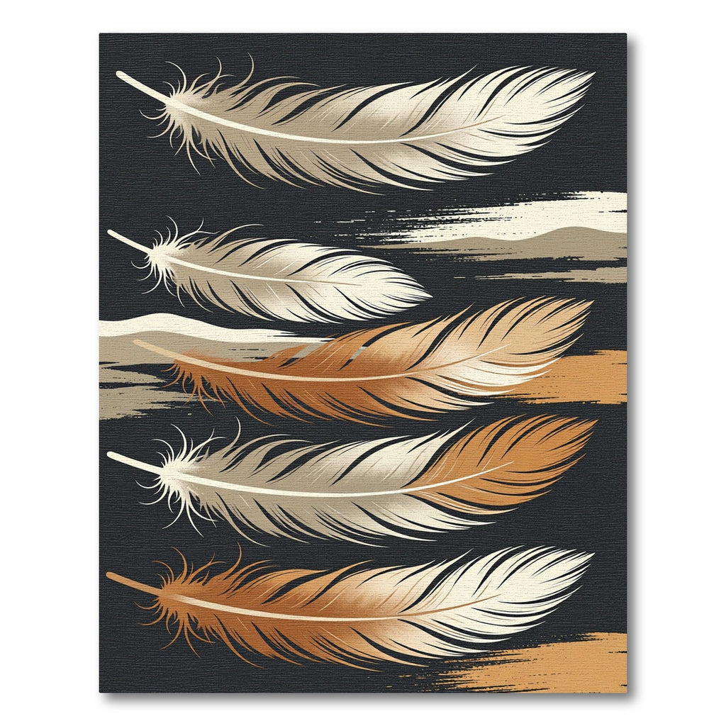 Golden Brown Feather Texture Layered Rug