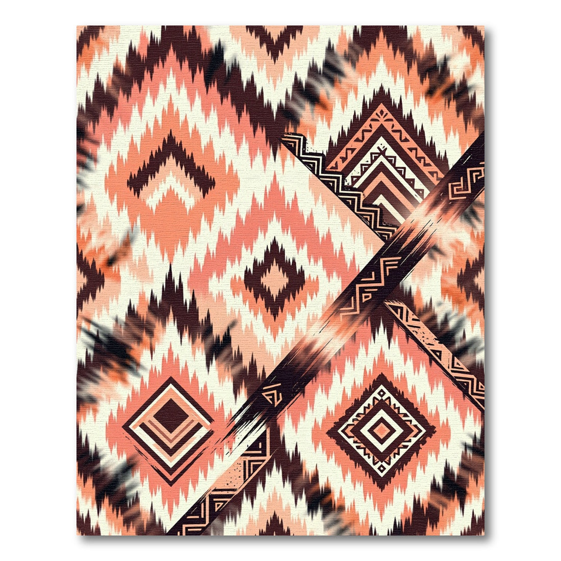 Earthy Terracotta Geometric Abstract Diamond Rug