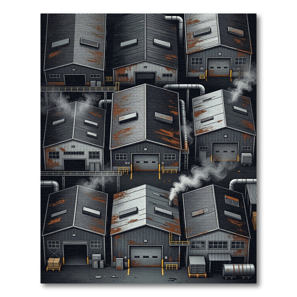 Industrial Steel Warehouse Grid Rug