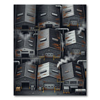 Industrial Steel Warehouse Grid Rug