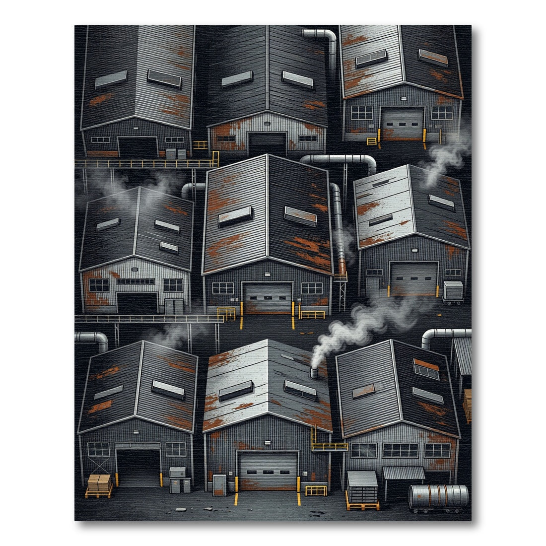 Industrial Steel Warehouse Grid Rug