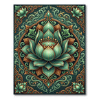Jade Lotus Gold Ornamental Mandala Rug
