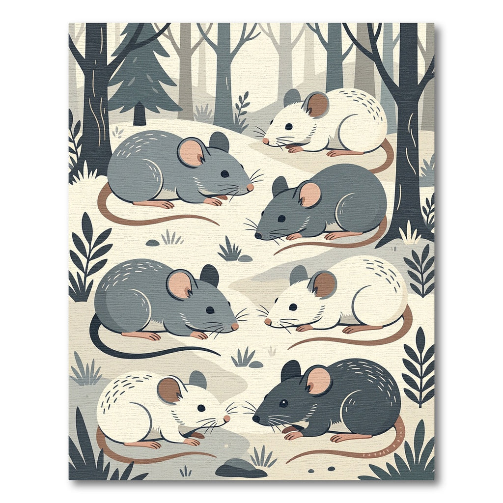 Whimsical Forest Mouse Woodland Illustration Rug