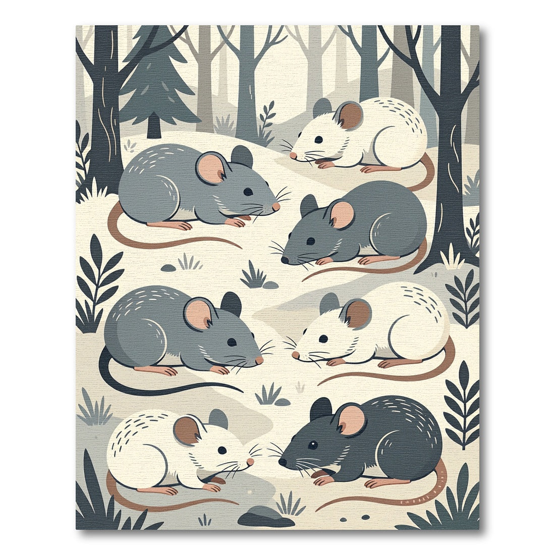 Whimsical Forest Mouse Woodland Illustration Rug