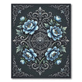 Elegant Azure Floral Damask Medallion Rug