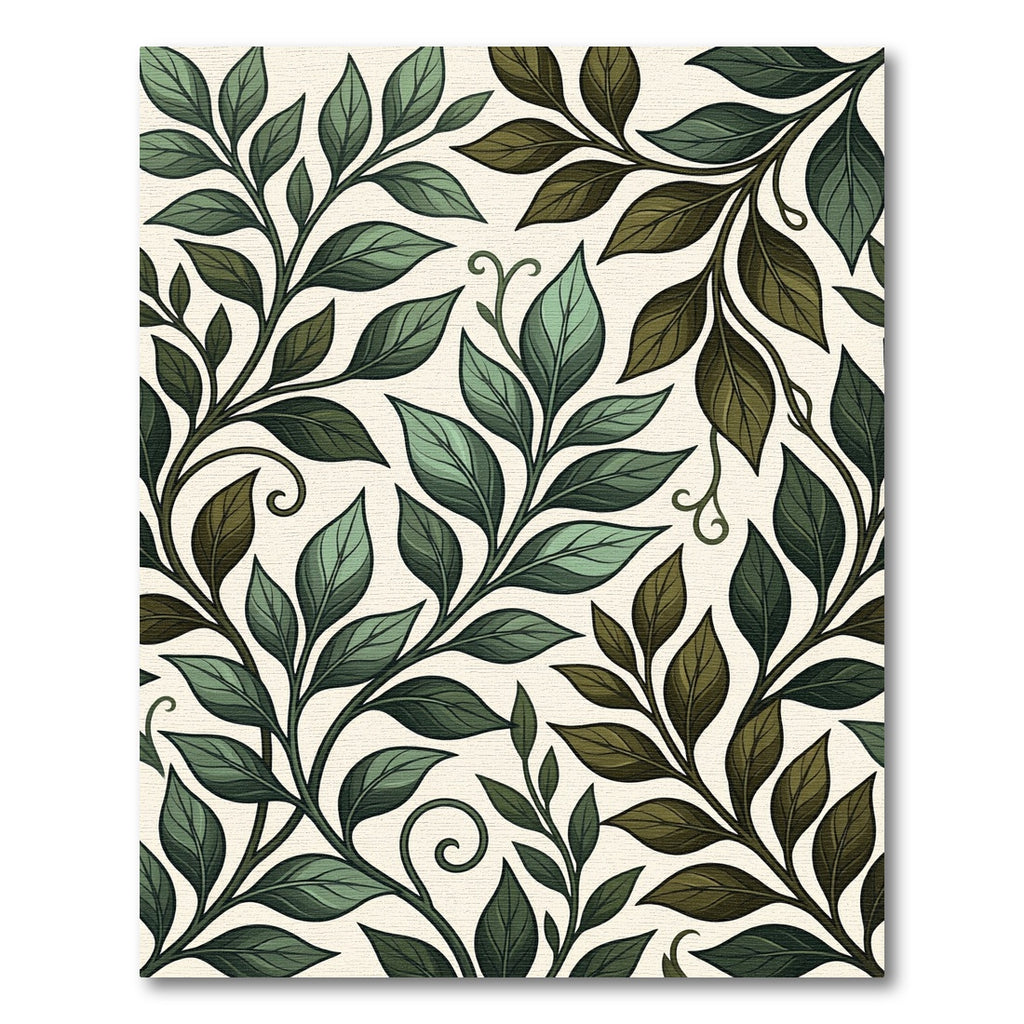Verdant Leaf Vine Scroll Accent Rug