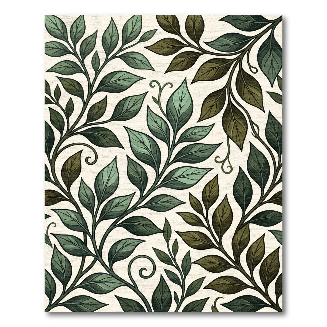Verdant Leaf Vine Scroll Accent Rug