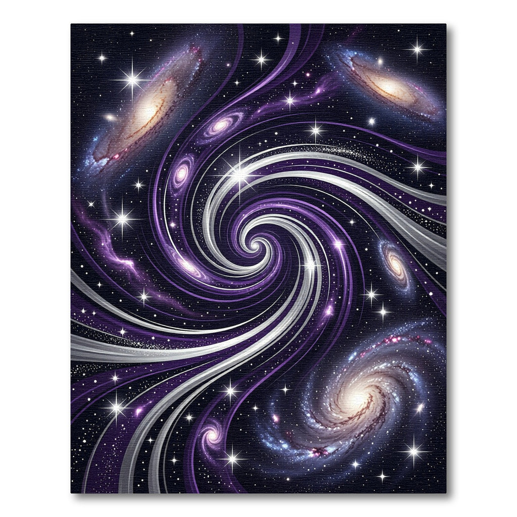 Cosmic Purple Galaxy Swirl Celestial Rug