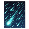 Glowing Celestial Blue Shooting Star Space Rug