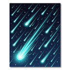 Glowing Celestial Blue Shooting Star Space Rug