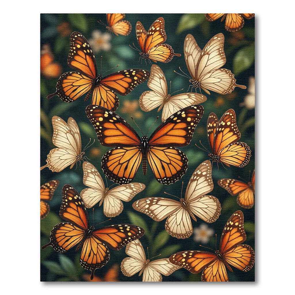 Whimsical Orange Butterfly Garden Meadow Rug