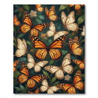 Whimsical Orange Butterfly Garden Meadow Rug