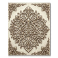 Cream Rococo Swirl Damask Medallion Rug