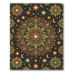 Celestial Starry Mandala with Golden Moons Rug