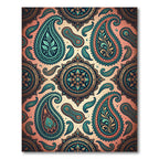 Teal Orange Paisley Medallion Rug