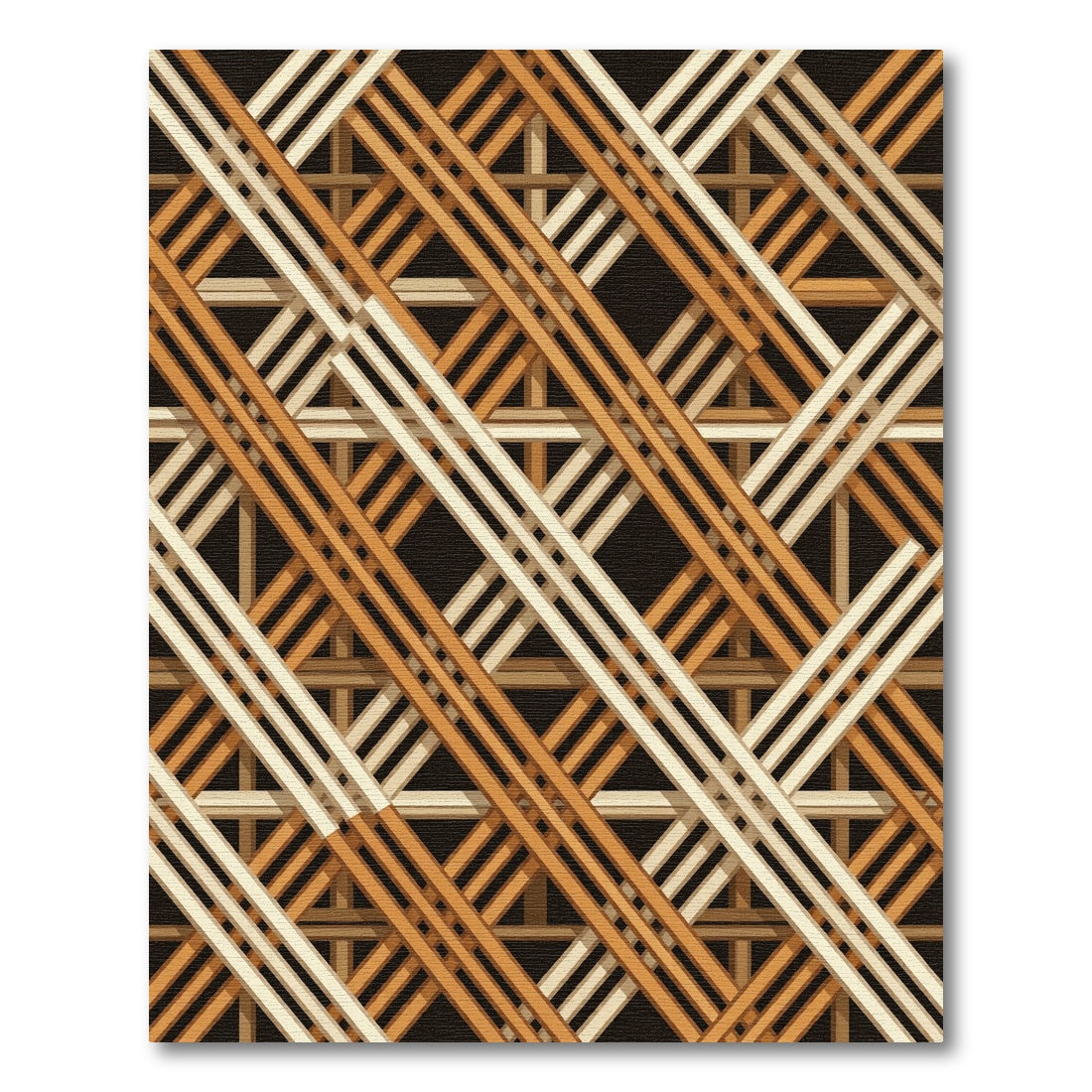 Interlocking Golden Ochre Geometric Lattice Rug