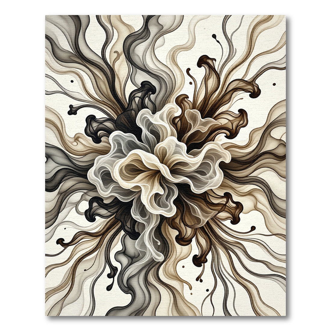 Abstract Monochrome Swirl Fluid Flow Rug