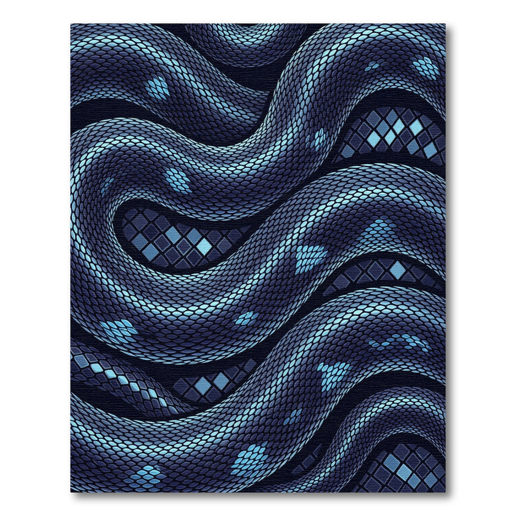 Luminescent Indigo Serpent Scale Wave Rug