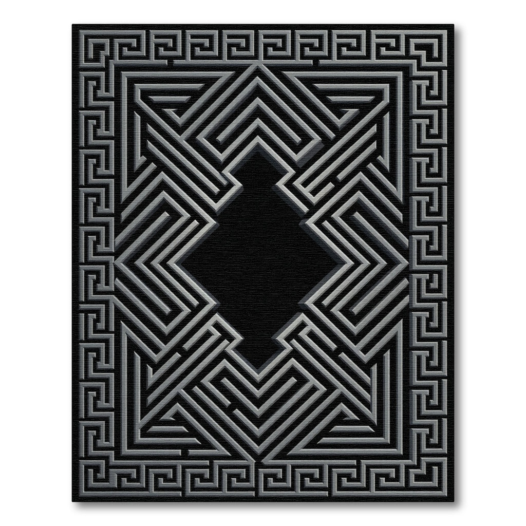 Monochromatic Maze Geometric Border Rug