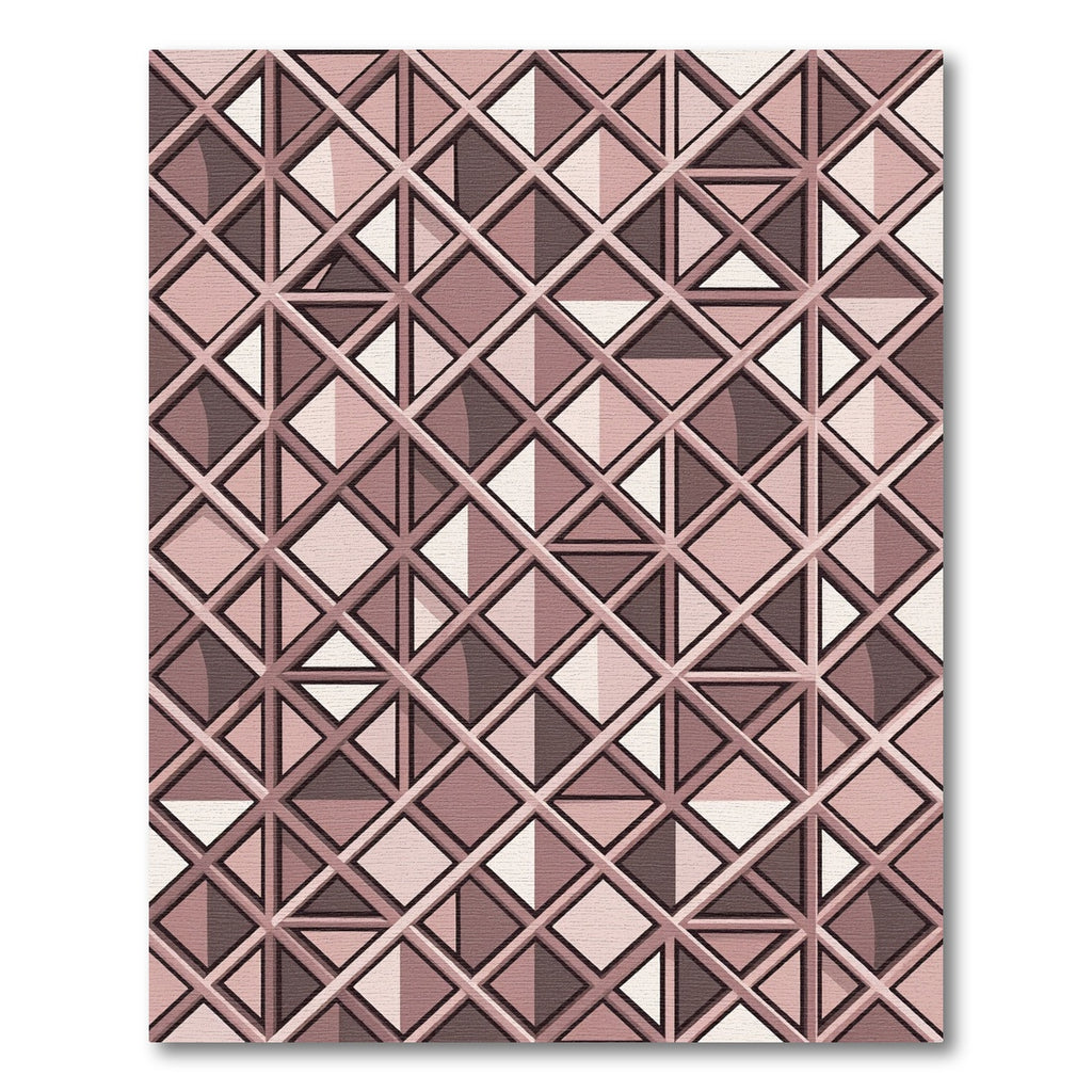 Modern Mauve Geometric Triangle Grid Rug
