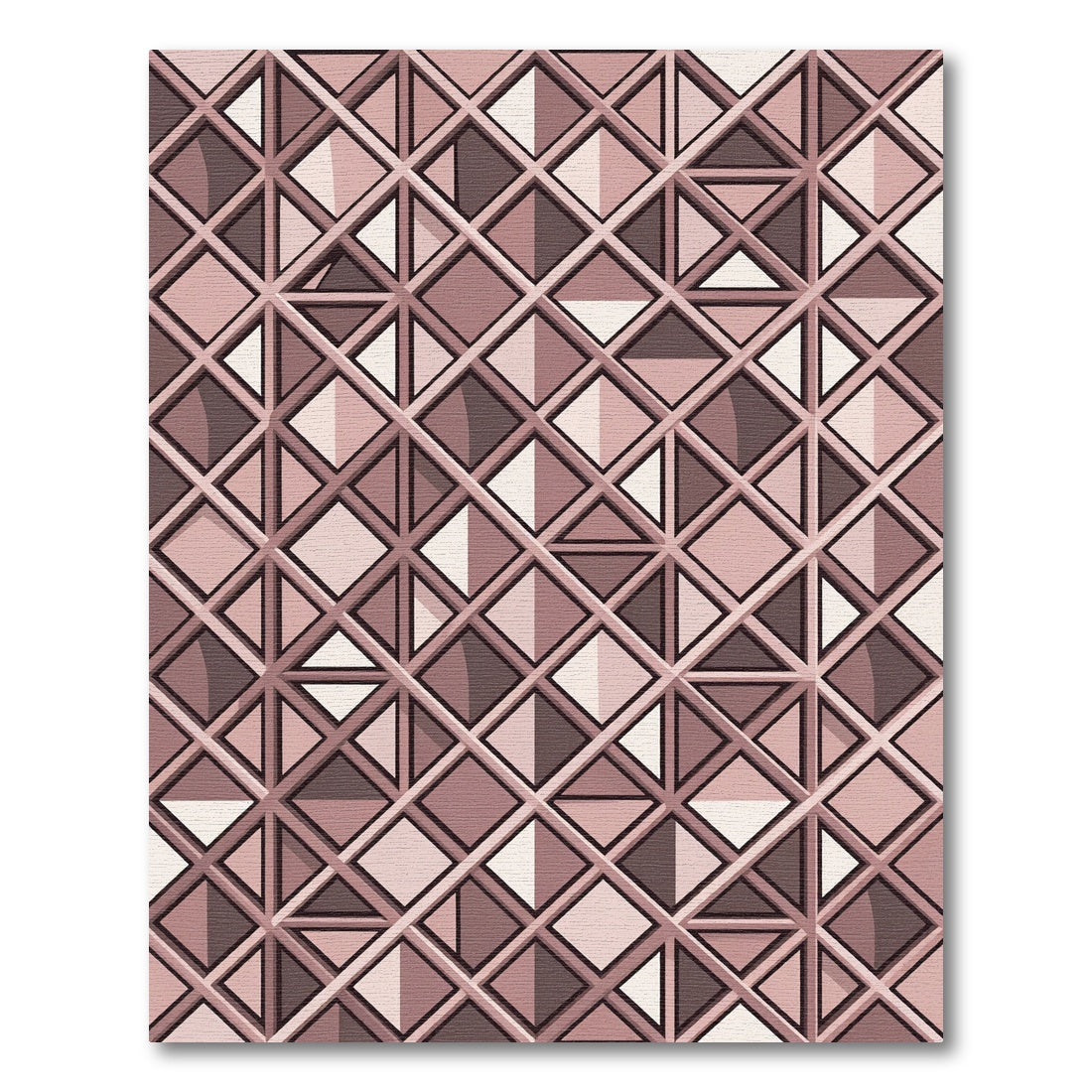 Modern Mauve Geometric Triangle Grid Rug