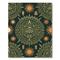 Aztec Sun Medallion Olive Gold Art Rug