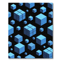 Modern Blue Geometric Floating Cubes Rug