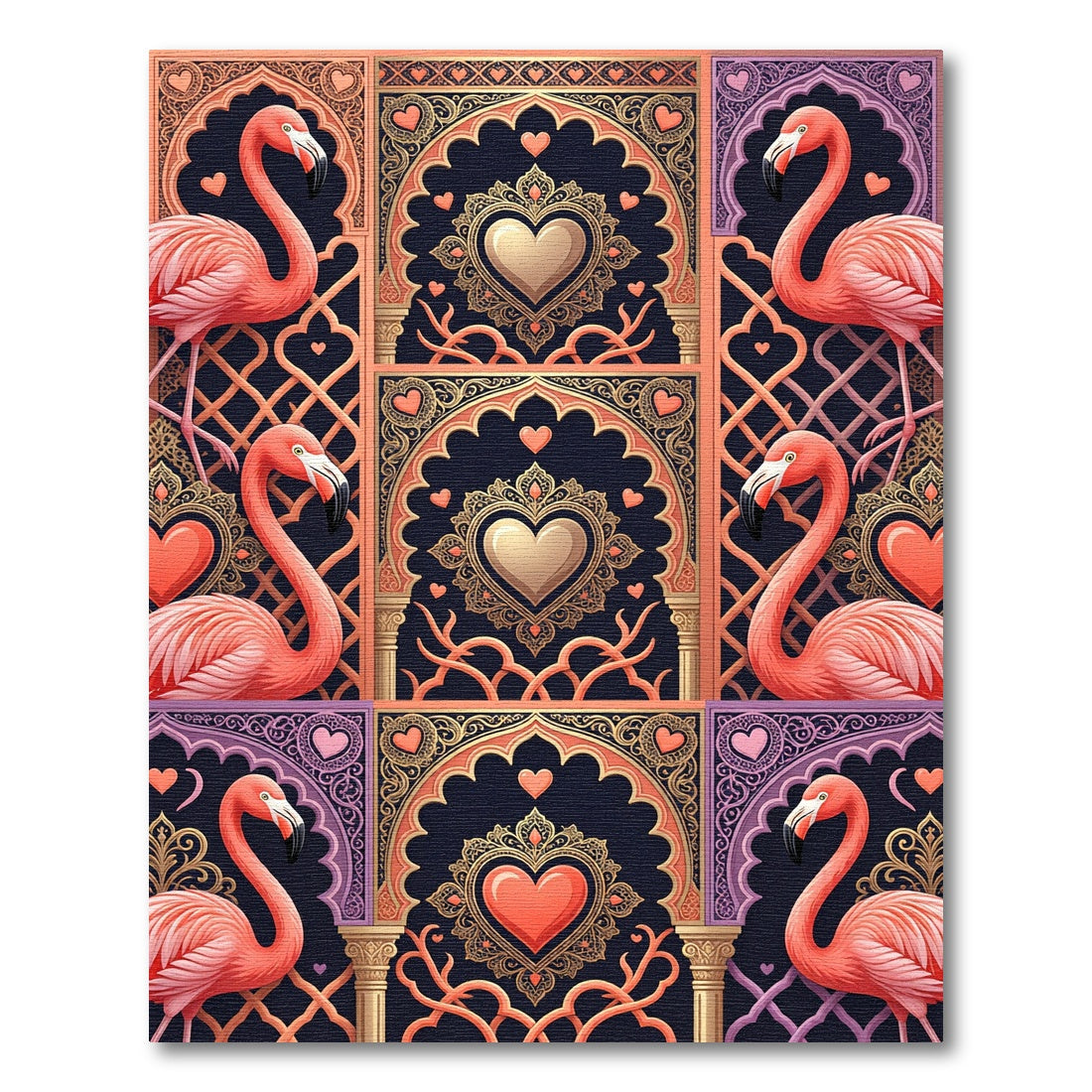 Pink Flamingo Heart Archway Tapestry Rug