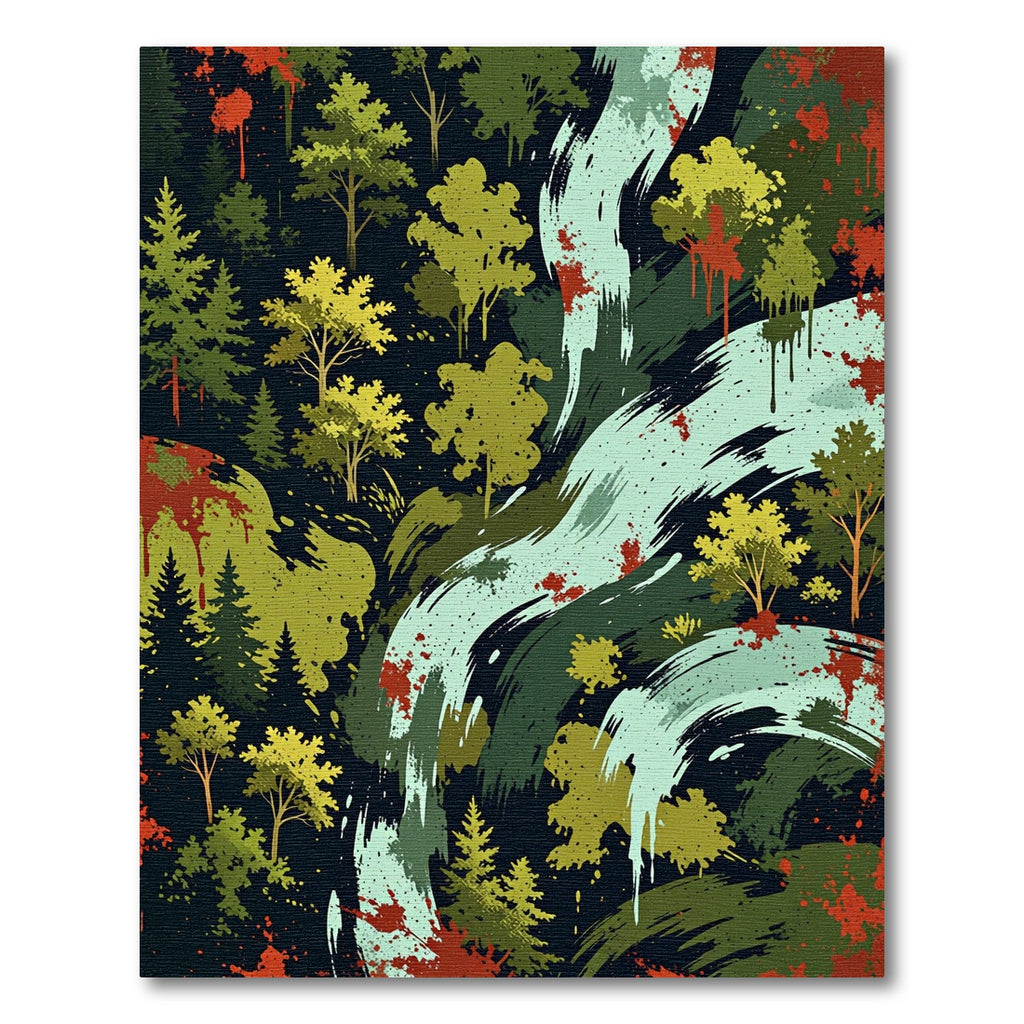 Earthy Forest Abstract River Art Rug