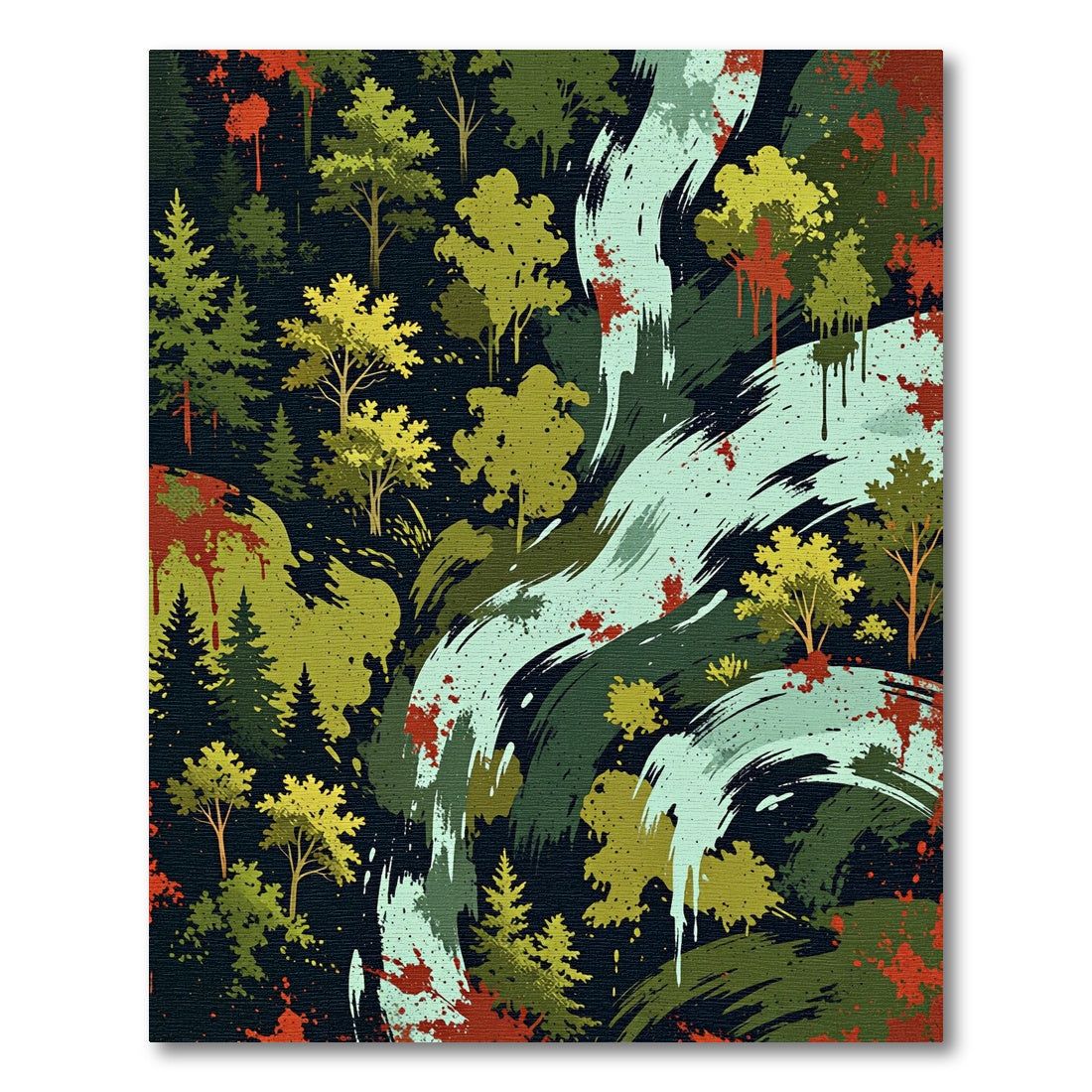 Earthy Forest Abstract River Art Rug