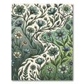 Ethereal Green Wildflower Botanical Meadow Rug