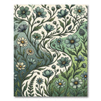 Ethereal Green Wildflower Botanical Meadow Rug