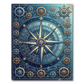 Celestial Nautical Compass Gold Blue Rug