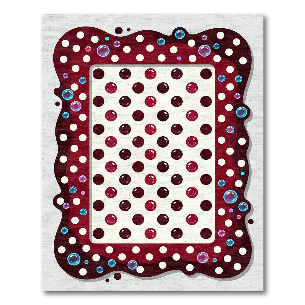 Whimsical Crimson Polka Dot Bubble Rug