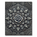 Monochrome Metallic Rose Floral Medallion Rug