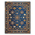 Royal Blue Floral Medallion Gold Accents Rug