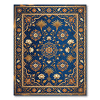 Royal Blue Floral Medallion Gold Accents Rug