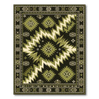 Army Green Geometric Sunburst Rug