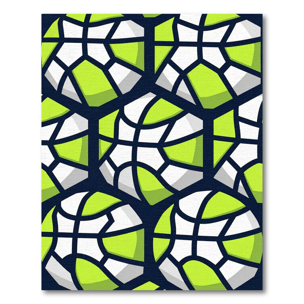 Lime and White Geometric Hexagon Sphere Rug
