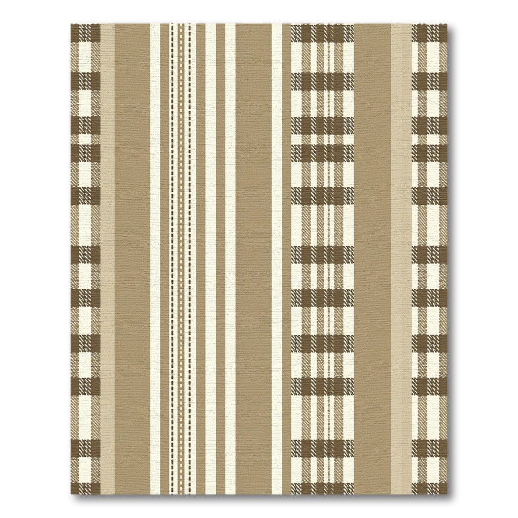 Earthy Tan Plaid Stripe Combination Rug