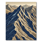 Midnight Golden Mountain Topographical Landscape Rug