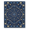 Deep Indigo Blue Floral Mandala Rug