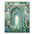 Teal Archway Floral Botanical Garden Rug