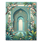 Teal Archway Floral Botanical Garden Rug