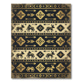 Golden Aztec Animal Geometric Striped Tapestry Rug