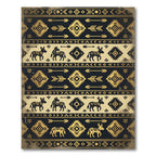 Golden Aztec Animal Geometric Striped Tapestry Rug