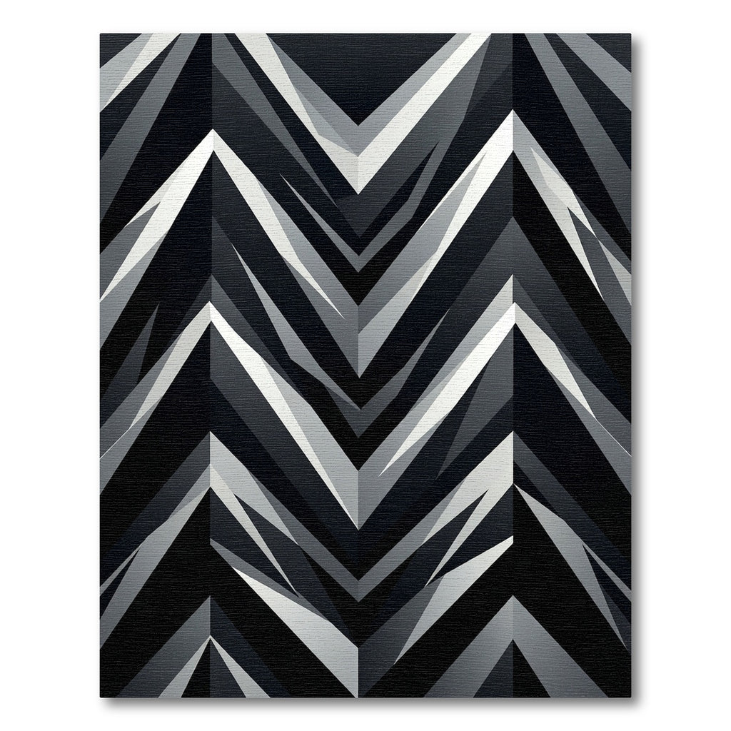 Monochrome Geometric Chevron Layers Rug